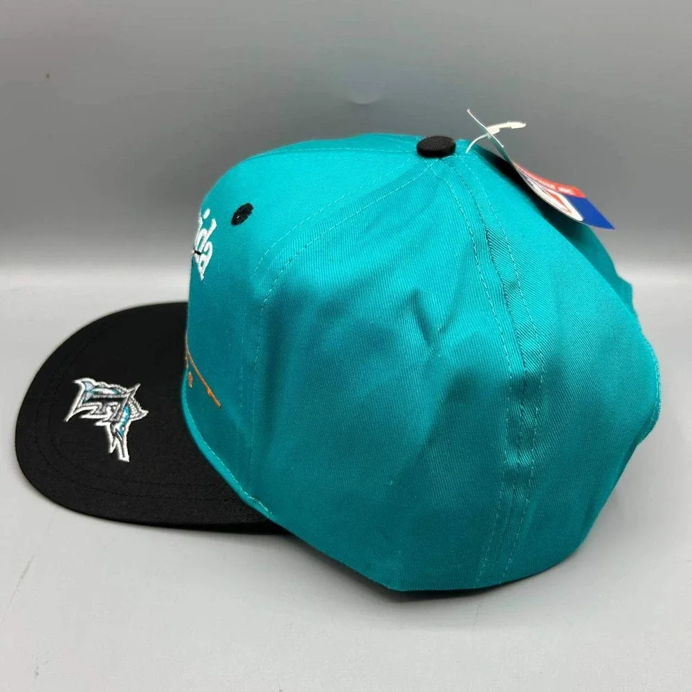 Vintage Florida Marlins Hat Men Blue Black Twins Enterprise Snap Back Cap New